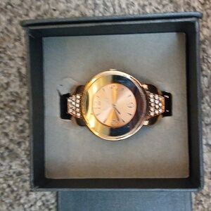 EUC Voux Rose Gold Watch with Crystal Accents. Clasp Closure. With Original Box.